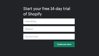 Shopify'ın ücretsiz deneme sayfası