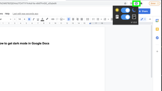 Google Dokümanlar'da karanlık mod nasıl elde edilir - karanlık modu açmak için kullanılan Google Dokümanlar karanlık mod Chrome uzantısının ekran görüntüsü