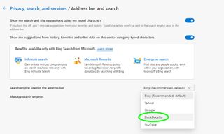 DuckDuckGo'yu Microsoft Edge'de varsayılan arama motoru yapma ayarı.