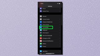 iPhone'da Ayarlar menüsünde vurgulanan Erişilebilirlik menüsünü gösteren bir ekran görüntüsü