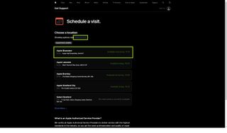 Bir Genius Bar randevusunun nasıl alınacağına ilişkin adımları gösteren Apple destek web sitesi