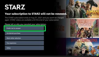 Amazon'da Starz nasıl iptal edilir: Adım 6