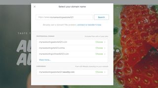 Alan adları için Weebly'nin seçenekler menüsü