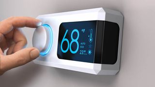 68 Fahrenheit dereceye ayarlanmış bir termostat