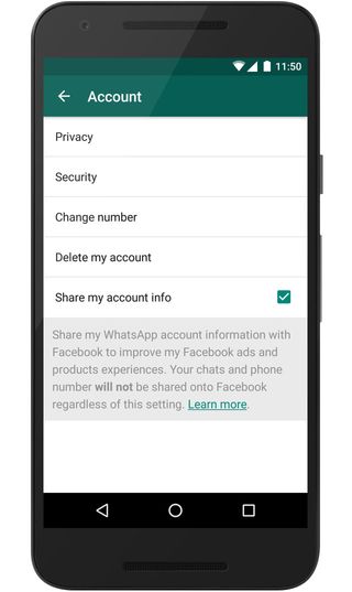 WhatsApp bilgi paylaşımını devre dışı bırakma ayarı