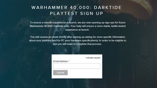 Darktide beta - beta kayıt formu