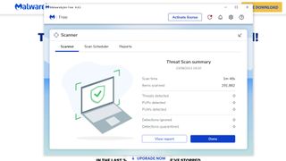 Malwarebytes üzerinde Malwarebytes tarama özeti