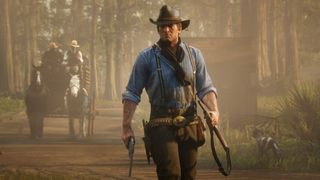 Red Dead Redemption 2 hileleri - Red Dead Redemption 2'den Arthur Morgan bir kement tutuyor