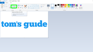 Microsoft Paint'te görüntüler nasıl düzenlenir - "Yeniden Boyutlandır" düğmesi seçiliyken Microsoft Paint'teki Tom's Guide logosunun ekran görüntüsü