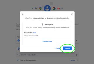 Google Arama geçmişi nasıl silinir - 'Aşağıdaki etkinliği silmek istediğinizi onaylayın'