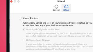 iCloud seçenekleri penceresini gösteren bir MacBook ekranı