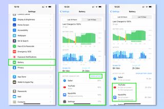 iPhone'da pil ömründen nasıl tasarruf edileceğini gösteren ekran görüntüleri