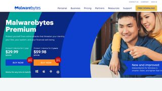 Malwarebytes web sitesi indirme ve satın alma sayfası