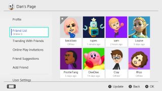 Nintendo Switch arkadaş listesi