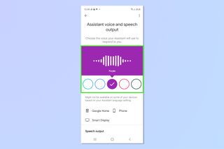 Android'de Google Asistan sesinin nasıl değiştirileceğini gösteren bir ekran görüntüsü