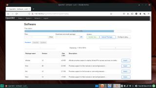 OpenWRT'nin paket yönetim sisteminin ekran görüntüsü