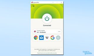 Birleşik Krallık sunucusuna bağlı ExpressVPN'in ekran görüntüsü