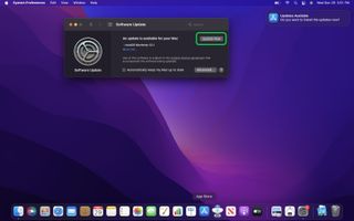 Yazılım Güncelleme yardımcı programının açık olduğunu gösteren macOS Monterey masaüstü