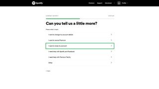 Spotify hesabınızı nasıl silersiniz: "Hesabımı kapatmak istiyorum"u seçin.