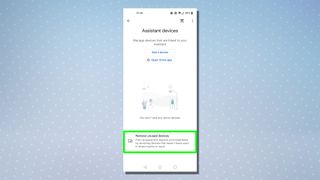 İstenmeyen Cihazları Kaldır vurgulanmış olarak Google Asistan ayarlarını gösteren bir ekran görüntüsü