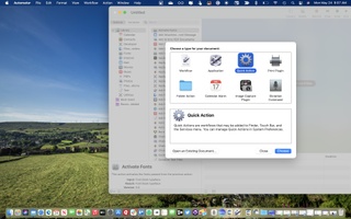 Hızlı İşlem iş akışını gösteren macOS'teki Automator