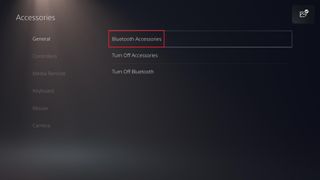 PS4 denetleyicisini PS5'e bağlama — Bluetooth aksesuarlarını seçin