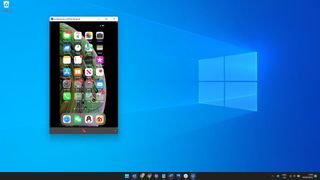 Bir iPhone ekranının PC'ye nasıl yansıtılacağını gösteren bir PC'deki iPhone ekranı