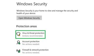 Windows Defender nasıl kapatılır - virüs ve tehdit korumasına tıklayın