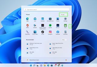 Windows 11 Başlat menüsünün bir görüntüsü