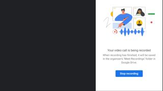 Bir kayda başlamak üzereyken Google Meet'te bir metin bloğu