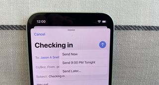 iOS 16 Mail, daha sonra gönder özelliğini gösteriyor