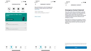 Bir acil durum kişisi ayarlarken Alexa uygulamasından alınan ekran görüntüleri