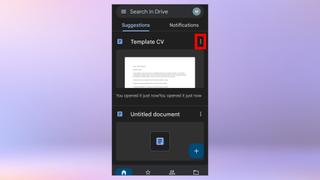 Android'de Google Drive'da seçilen bir dokümanın ekran görüntüsü