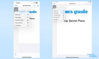 iPhone ve iPad'den yan yana, PDF önizleme düzenleme menüsünü gösteren bir ekran görüntüsü