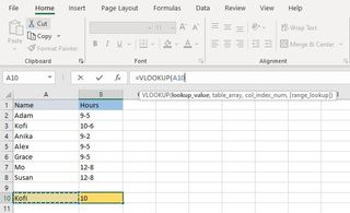 Excel'de DÜŞEYARA nasıl kullanılır 3. adım: Arama değerinizi içeren hücreye tıklayın