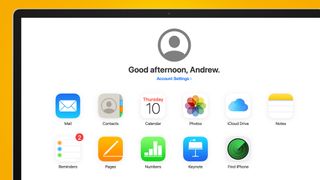iCloud web sayfasını gösteren bir Windows dizüstü bilgisayar ekranı