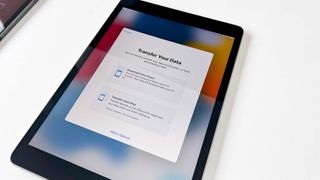 Yakındaki başka bir iPad'den mi yoksa iCloud'dan mı veri aktarılacağını soran bir iPad