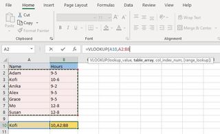 Excel'de DÜŞEYARA nasıl kullanılır 4. adım: Formül çubuğuna bir virgül yazın, ardından aranabilir aralığı seçin