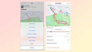 Strava uygulamasındaki gizlilik ayarlarının bir fotoğrafı