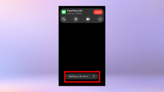 Android'de Facetime'ın bir aramaya katılmasına izin verilmeyi bekleyen bir kullanıcıyı gösteren ekran görüntüsü