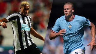 Joelinton ve Haaland, Newcastle-Manchester City canlı yayınında yan yana